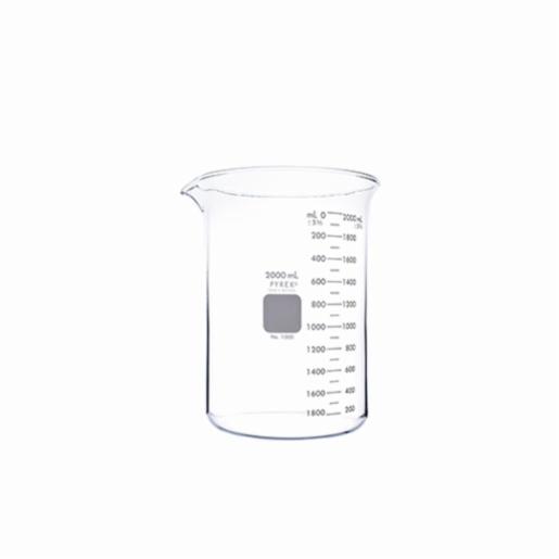 Corning PYREX Griffin Low Form 2L Beaker, Double Scale, Graduated 1000-2L