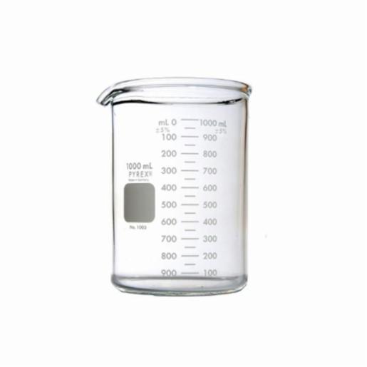 Corning PYREX Heavy Duty Griffin 1L Beaker, Double Scale, Graduated 1003-1L