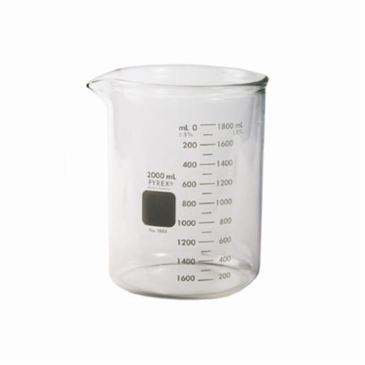 Corning PYREX Heavy Duty Griffin 2L Beaker, Double Scale, Graduated 1003-2L