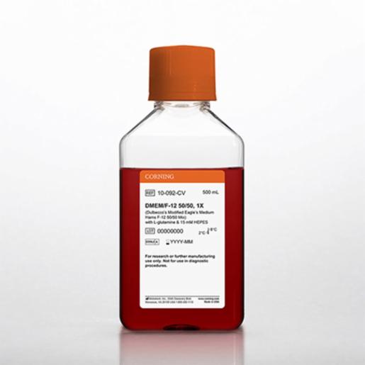 Corning 500 mL DMEM (Dulbeccos Modification of Eagles Medium)/Hams F-12 50/50 Mix [+] L-glutamine, 15 mM HEPES 10-092-CV