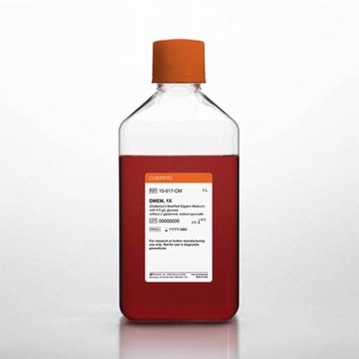 Corning 1 L DMEM (Dulbecos Modification of Eagles Medium) [+] 4.5 g/L glucose [-] L-glutamine, sodium pyruvate 15-017-CM