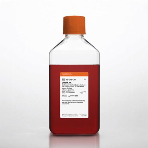 Corning 1 L DMEM (Dulbeccos Modification of Eagles Medium) [+] 4.5 g/L glucose, 25 mM HEPES, sodium pyruvate [-] L-glutamine 15-018-CM