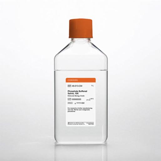 Corning 1 L 10X PBS (Phosphate Buffered Saline), pH 7.4 ± 0.1, Liquid [-] calcium and magnesium, RNase-/DNase- and proteasefree 46-013-CM