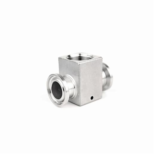 Hielscher T-Connector T-2D25-0G5, stainless steel for adaptation of pressure sensor PS7D or PS70 to diam. 25mm sanitary fittings (ID13.5mm) T-2D25-0G5