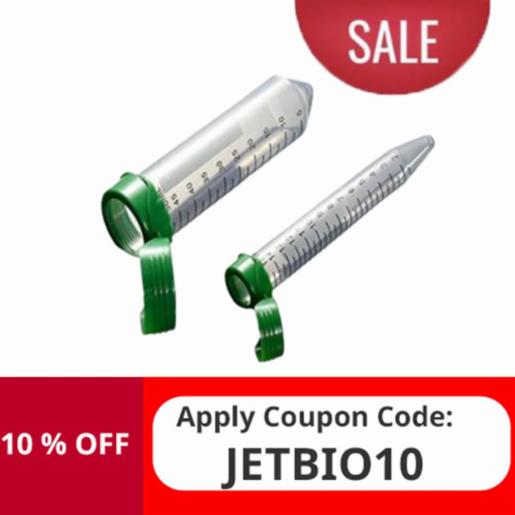 Jetbio EasyFlipTM Centrifuge Tubes, Re-sealable bag. 50ml, Conical,Flip top cap,Sterilized, CFT212500