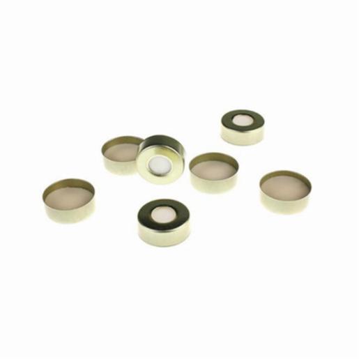 ALWSCI 20mm Open Top Gold Magnetic Crimp Cap (10mm hole) with 20mm Natural PTFE/White Silicone Septa 3mm Thick. 100pcs/pk. C0000205