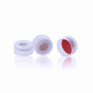 ALWSCI CLEAR 11mm Open Top Snap Cap with Red PTFE/White Silicone Septa 1mm Thick PRE-SLIT. 100pcs/pk.With  C0000174